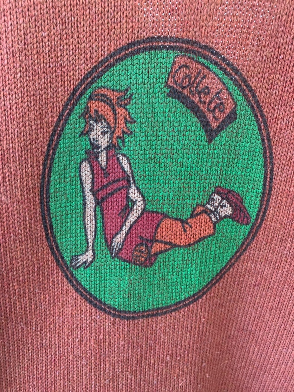 Women’s Two-Tone Zip Front Knit Cardigan - Rust & Mustard - Picture 4 of 7